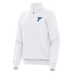 St. Louis Blues Antigua Women's Victory Quarter-Zip Pullover Top - White - NHL