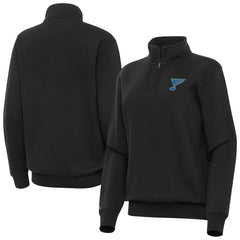St. Louis Blues Antigua Women's Victory Quarter-Zip Pullover Top - Black - NHL