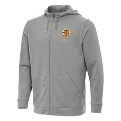 Boston Bruins Antigua Effortless Full-Zip Hoodie - Heather Black - NHL