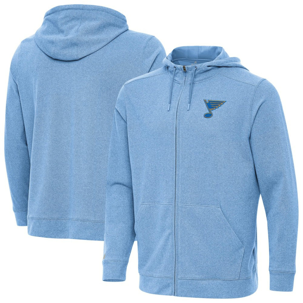 St. Louis Blues Antigua Effortless Full-Zip Hoodie - Heather Blue - NHL