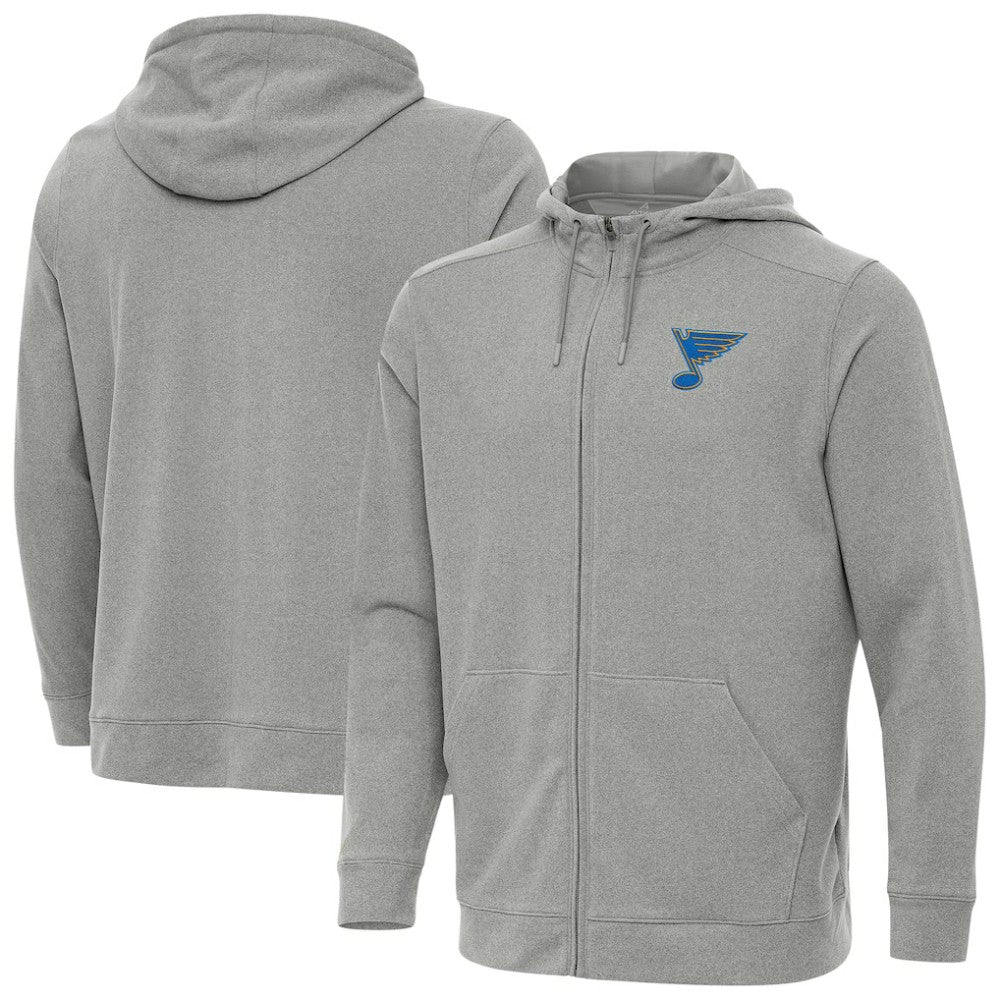 St. Louis Blues Antigua Effortless Full-Zip Hoodie - Heather Gray - NHL