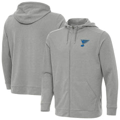 St. Louis Blues Antigua Effortless Full-Zip Hoodie - Heather Gray - NHL
