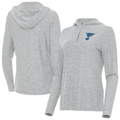 St. Louis Blues Antigua Women's Daybreak Quarter-Zip Hoodie - Heather Gray - NHL