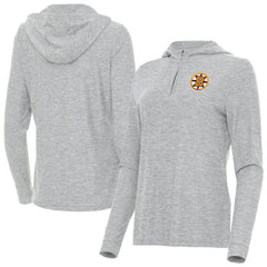 Boston Bruins Antigua Women's Daybreak Quarter-Zip Hoodie - Heather Gray - NHL