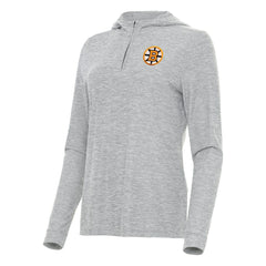 Boston Bruins Antigua Women's Daybreak Quarter-Zip Hoodie - Heather Gray - NHL