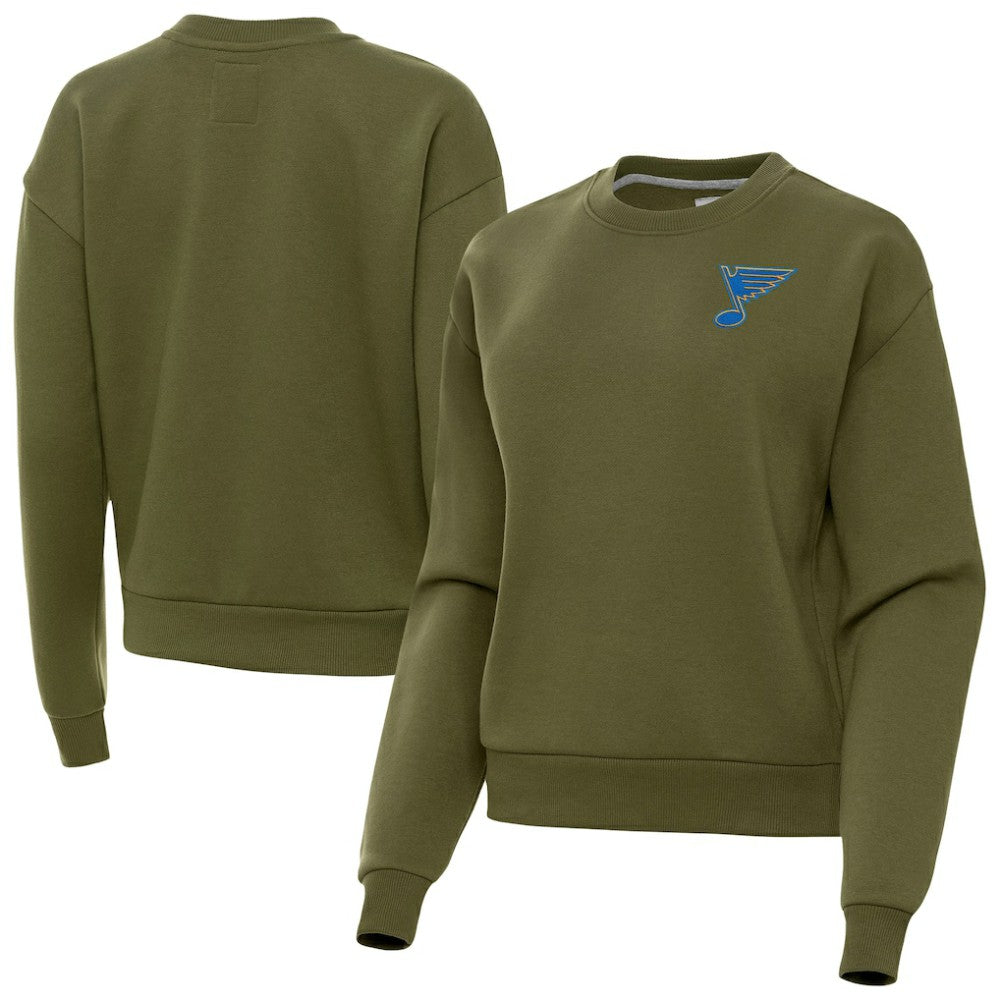 St. Louis Blues Antigua Women's Victory Pullover Sweatshirt - Olive - NHL