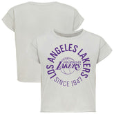 Los Angeles Lakers Sportiqe Women's Cropped Genuine Issue Collection Alana T-Shirt Gray - NBA