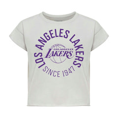 Los Angeles Lakers Sportiqe Women's Cropped Genuine Issue Collection Alana T-Shirt Gray - NBA
