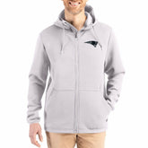 New England Patriots Cutter & Buck Roam Epic Comfort Recycled Full-Zip Hoodie Jacket Gray | NFL