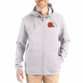Cleveland Browns Cutter & Buck Roam Epic Comfort Recycled Full-Zip Hoodie Jacket Gray | NFL
