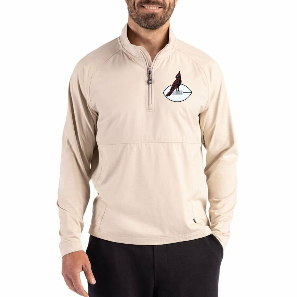 Arizona Cardinals Cutter & Buck Adapt Eco Knit Hybrid Recycled Quarter-Zip Jacket Light Brown | NFL