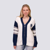 New York Yankees Lusso Women's Shyla Knit V-Neck Full-Zip Sweater - MLB
