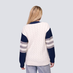 New York Yankees Lusso Women's Shyla Knit V-Neck Full-Zip Sweater - MLB