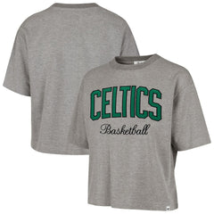 Boston Celtics '47 Women's Pivot Drop Needle Cropped T-Shirt Gray - NBA