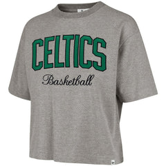 Boston Celtics '47 Women's Pivot Drop Needle Cropped T-Shirt Gray - NBA