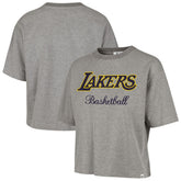 Los Angeles Lakers '47 Women's Pivot Drop Needle Cropped T-Shirt Gray - NBA
