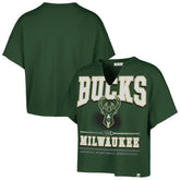 Milwaukee Bucks '47 Women's Elation Oversized Notch Neck T-Shirt Hunter Green - NBA