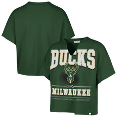 Milwaukee Bucks '47 Women's Elation Oversized Notch Neck T-Shirt Hunter Green - NBA