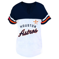 Houston Astros Profile Women's Plus Size Two-Stripe V-Neck T-Shirt - MLB