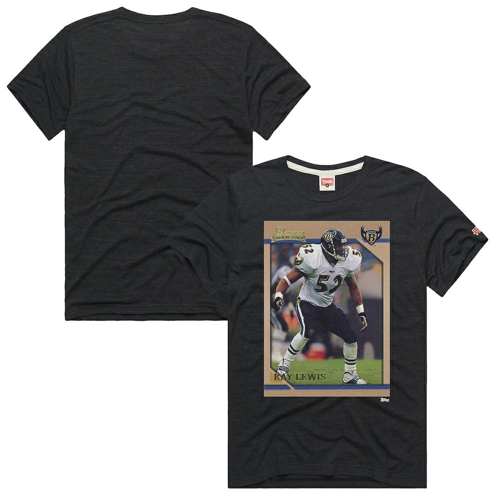 Ray Lewis Baltimore Ravens Homage Unisex NFL Topps Trading Card Tri-Blend T-Shirt Charcoal | NFL