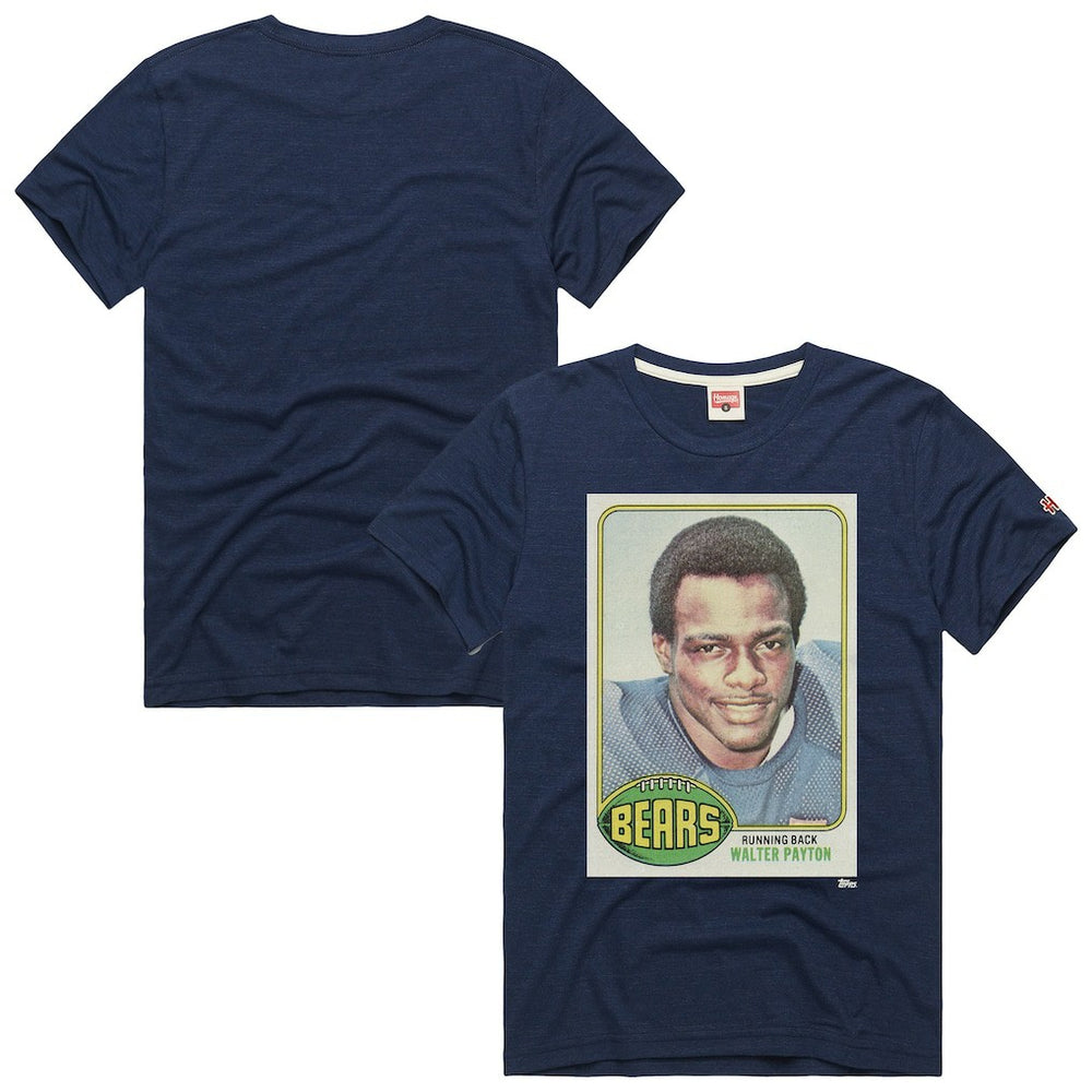 Walter Payton Chicago Bears Homage Unisex NFL Topps Trading Card Tri-Blend T-Shirt Navy | NFL