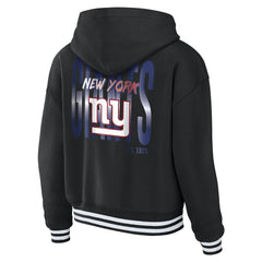 New York Giants WEAR by Erin Andrews Women's Lace-Up Fleece Hoodie Black | NFL