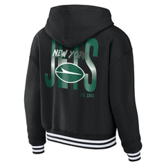 New York Jets WEAR by Erin Andrews Women's Lace-Up Fleece Hoodie Black | NFL