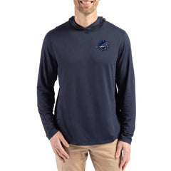 Miami Dolphins Cutter & Buck Americana Coastline Epic Comfort Eco Recycled Long Sleeve Hoodie T-Shirt Navy | NFL