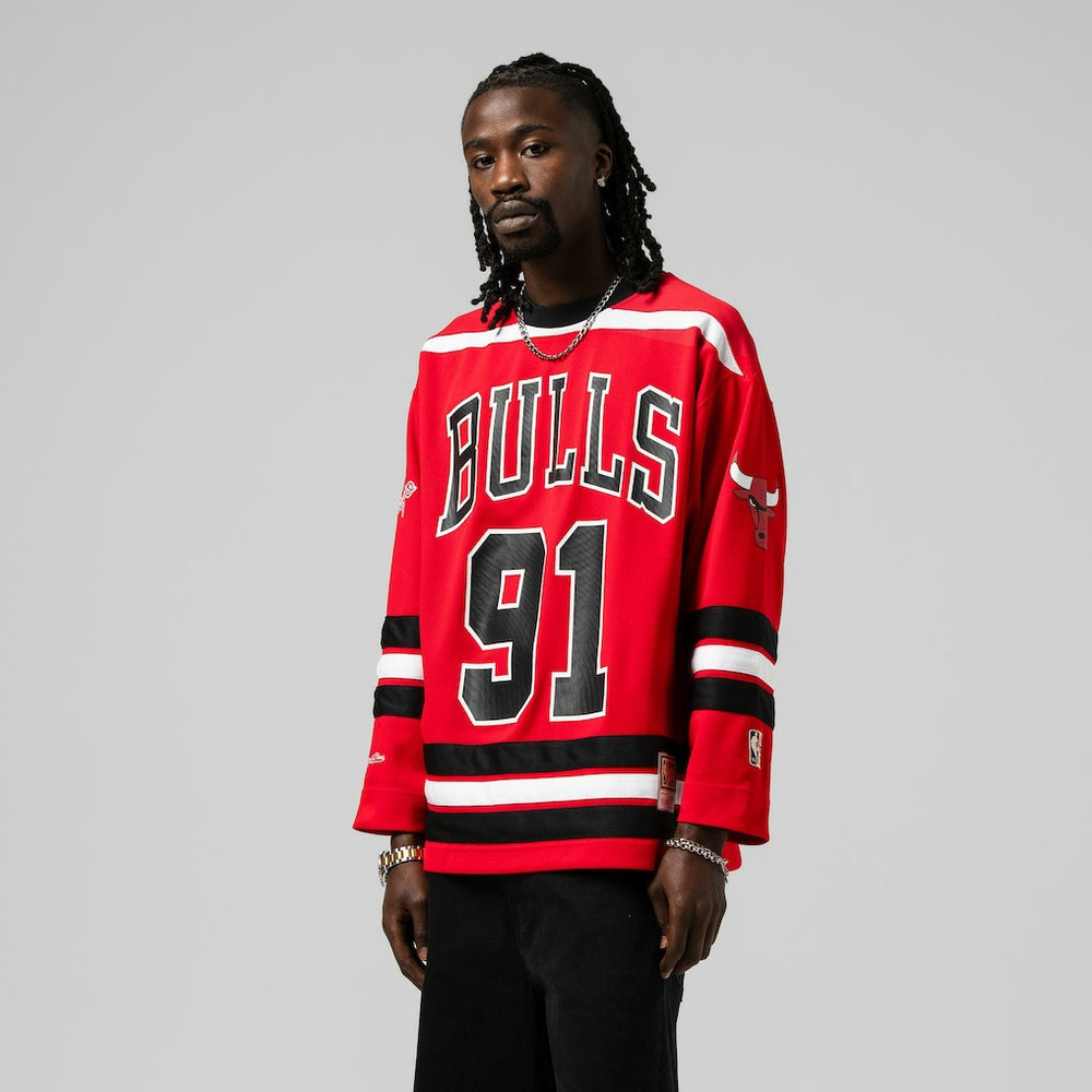 Dennis Rodman Chicago Bulls Unisex Maxxed Out Fashion Hockey Jersey Red - NBA