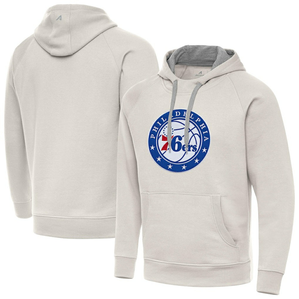 Philadelphia 76ers Antigua Big Logo Victory Pullover Hoodie Cream - NBA