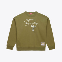 Milwaukee Bucks Women's Lightweight Script Sweatshirt Olive - NBA