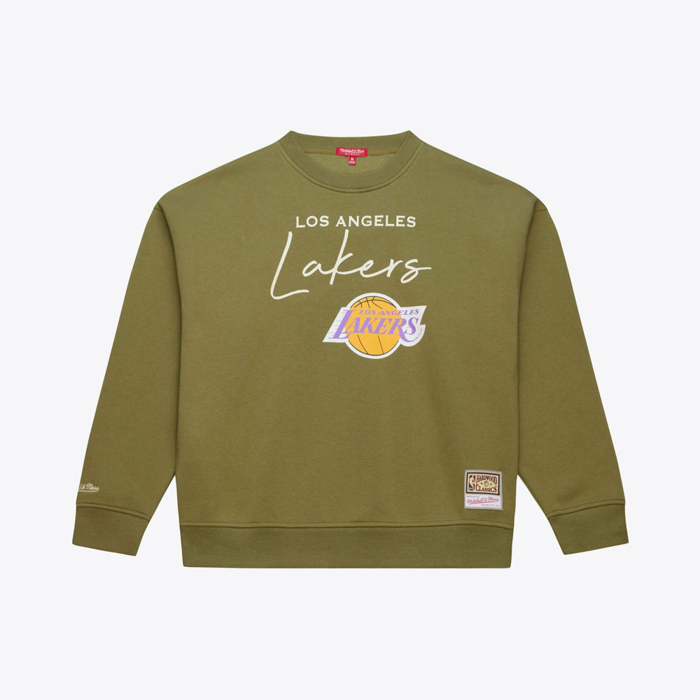 Los Angeles Lakers Women's Lightweight Script Sweatshirt Olive - NBA