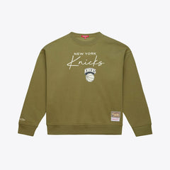 New York Knicks Women's Lightweight Script Sweatshirt Olive - NBA