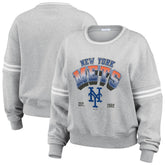 New York Mets WEAR by Erin Andrews Women's Sleeve Stripe Fleece Sweatshirt - MLB