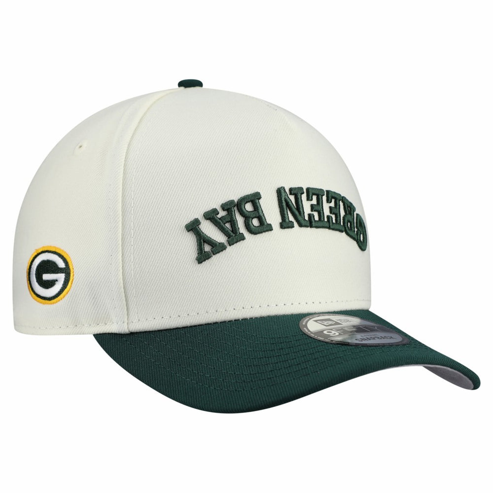 Green Bay Packers New Era Upside Down 9FIFTY A-Frame Snapback Hat Cream | NFL