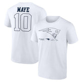 Drake Maye New England Patriots Outline Player T-Shirt White | NFL