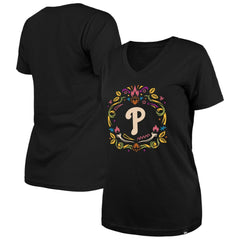 Philadelphia Phillies New Era Women's Día de los Muertos V-Neck T-Shirt - MLB
