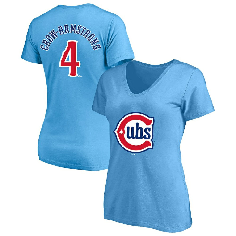 Pete Crow-Armstrong Chicago Cubs Profile Women's Plus Size Name & Number V-Neck T-Shirt - MLB