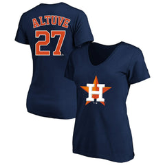 Jose Altuve Houston Astros Profile Women's Plus Size Name & Number V-Neck T-Shirt - MLB