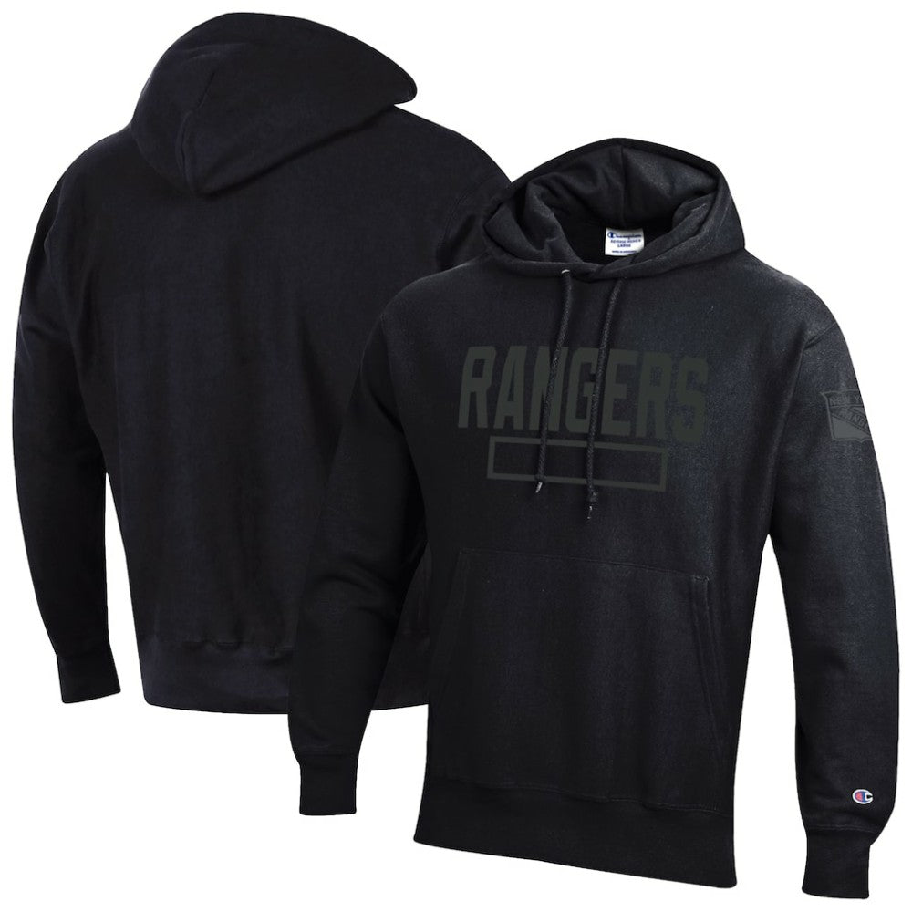 New York Rangers Champion Tonal Reverse Weave Fleece Hoodie - Black - NHL
