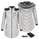 Philadelphia Eagles ActionHeat Women's 5V Battery Heated Long Puffer Full-Zip Hoodie Jacket White | NFL