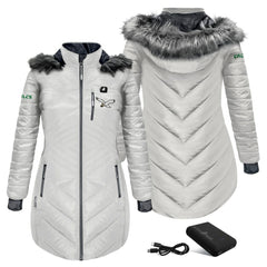 Philadelphia Eagles ActionHeat Women's 5V Battery Heated Long Puffer Full-Zip Hoodie Jacket White | NFL