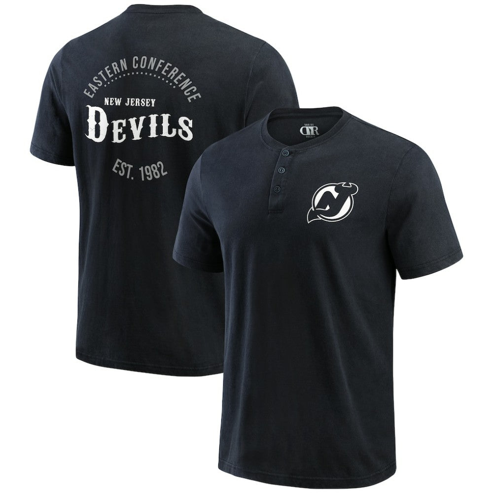 New Jersey Devils Darius Rucker Collection by Fanatics Fanatics Fest Washed Henley T-Shirt - Black - NHL