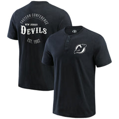New Jersey Devils Darius Rucker Collection by Fanatics Fanatics Fest Washed Henley T-Shirt - Black - NHL