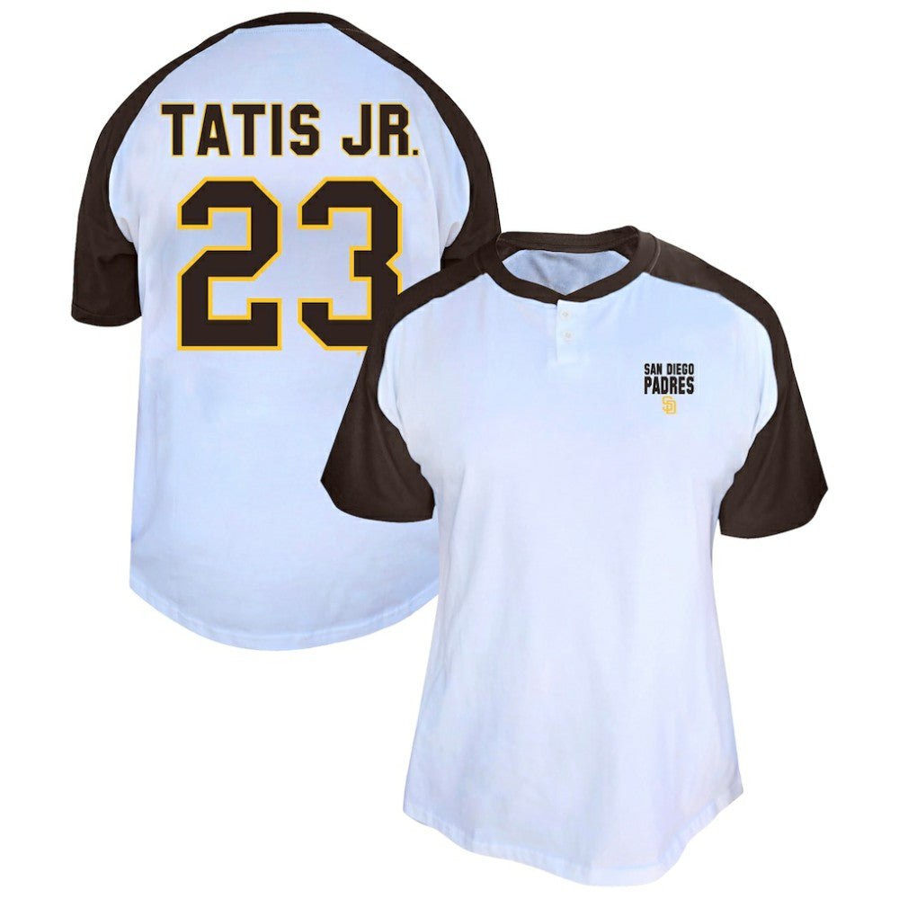 Fernando Tatis Jr. San Diego Padres Profile Women's Plus Size Name & Number Raglan Henley T-Shirt - MLB