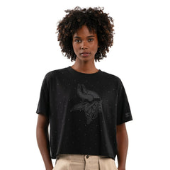 Minnesota Vikings Starter Women's Rhinestone Sprinkle Boxy Cropped T-Shirt Black | NFL