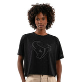 Houston Texans Starter Women's Rhinestone Sprinkle Boxy Cropped T-Shirt Black | NFL