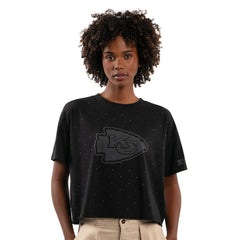 Kansas City Chiefs Starter Women's Rhinestone Sprinkle Boxy Cropped T-Shirt Black | NFL