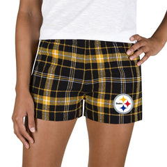 Pittsburgh Steelers Concepts Sport Women's Ultimate Flannel Shorts Black/Gold | NFL