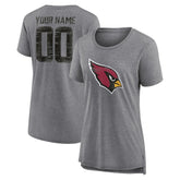 Arizona Cardinals Women's Heritage Custom Name & Number Tri-Blend T-Shirt Gray | NFL